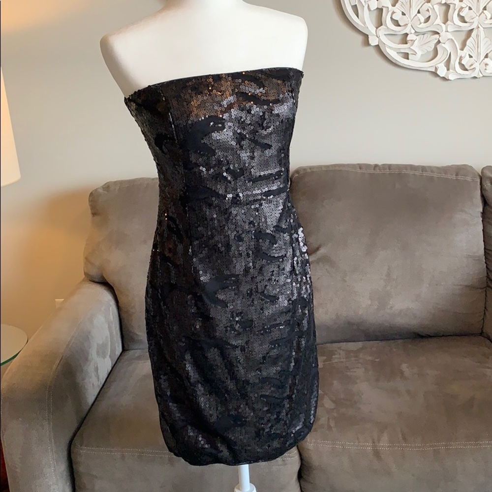 Sequined Black Strapless